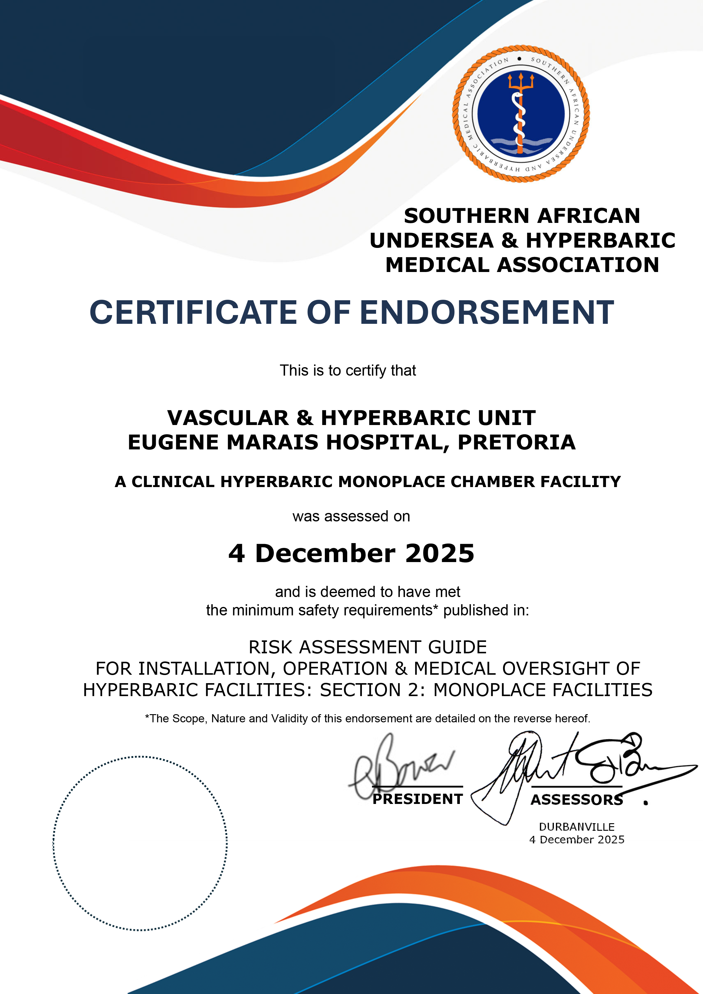 SAUHMA Certificate